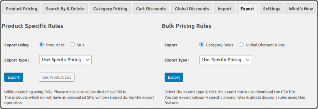 Additional columns in the rule export