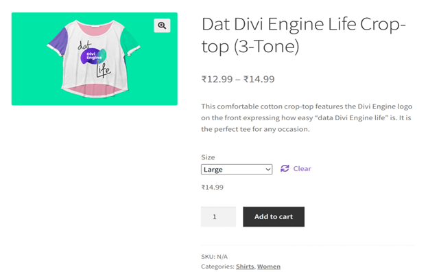 Hide add to cart variable product