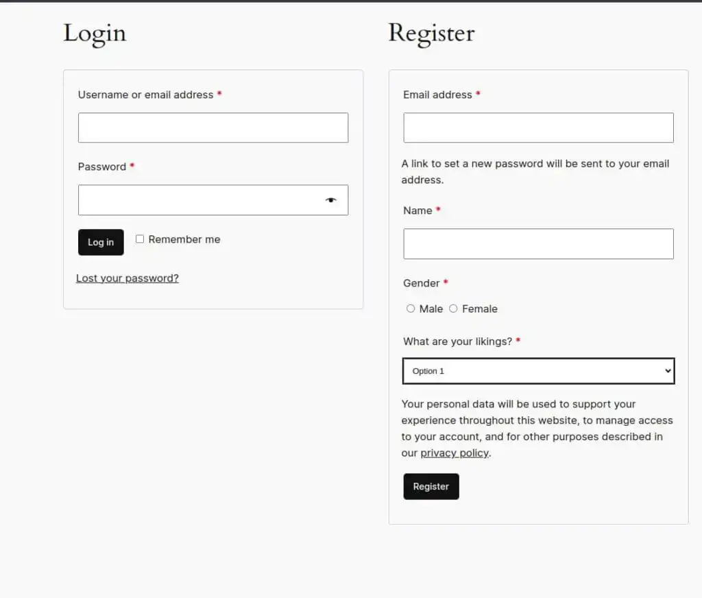 Image showing a step in creating custom registration forms in WooCommerce.