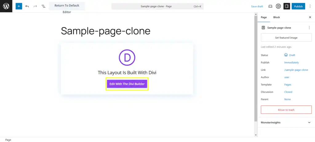 Divi editor sample page
