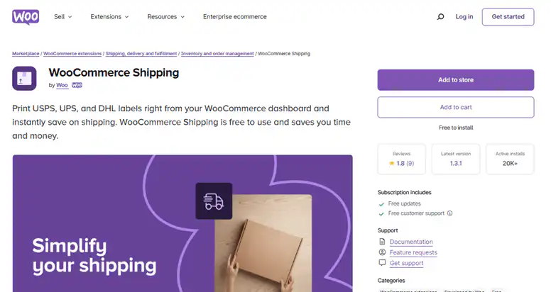 WooCommerce shipping extension for free label printing