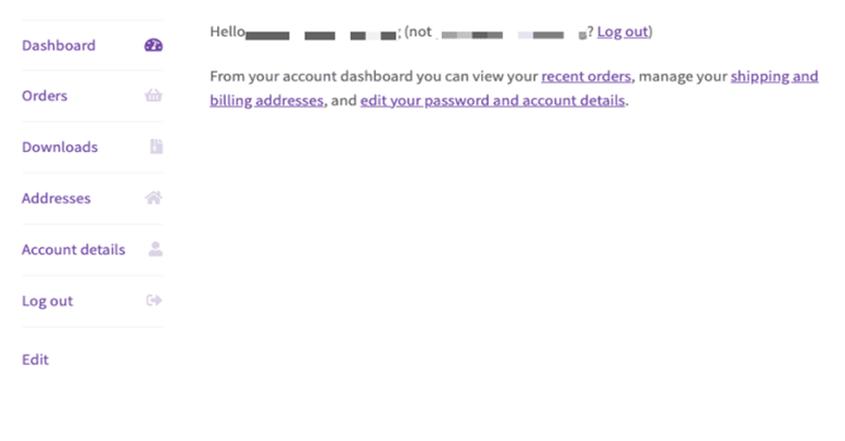 WooCommerce my account details page