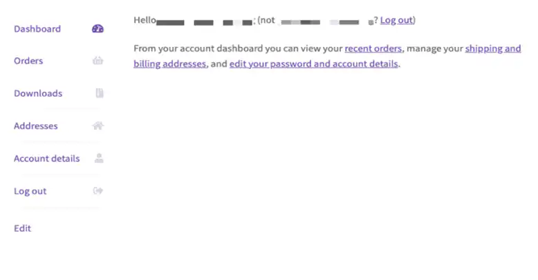 WooCommerce my account details page