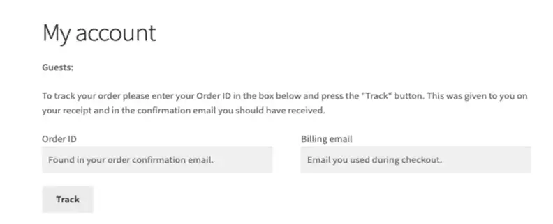 WooCommerce order tracking details page