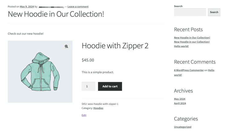 WooCommerce single product details page