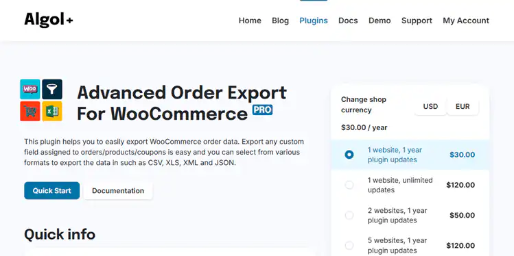 Advance Order Export for WooCommerce plugin pro version to export data