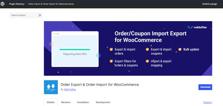Order export and order import for WooCommerce