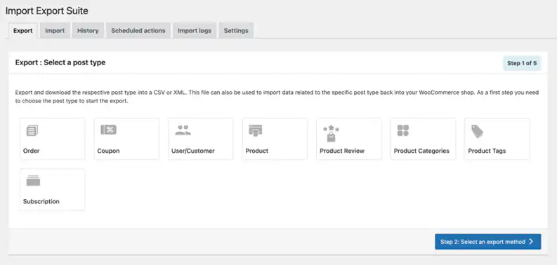 Export details in Import Export Suite for WooCommerce plugin