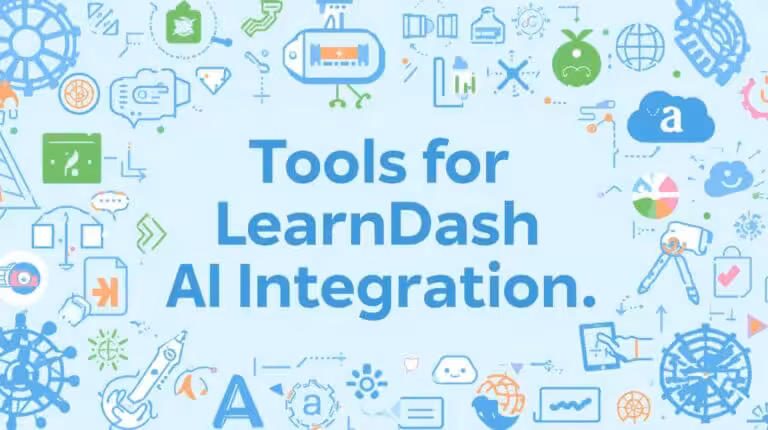 create an illustration that says tools for LearnDash AI Integration. Use correct spelling