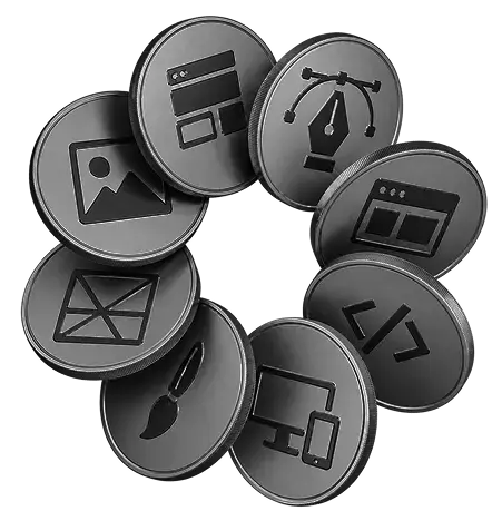 Floating discs illustration showcasing WisdmLabs services