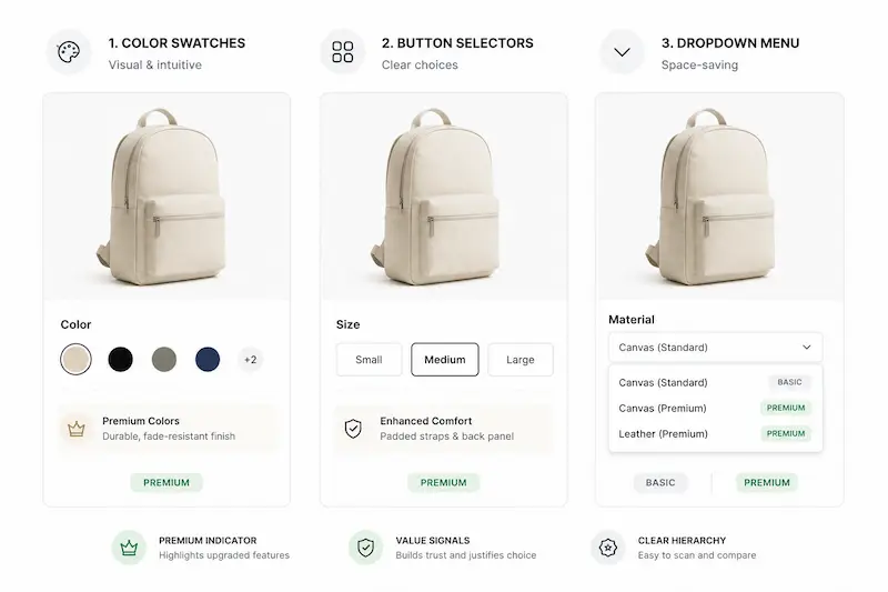 Variant Options Display Variant Options Display